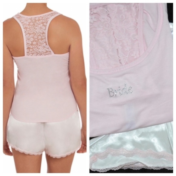 Secret Treasures Other - SOLD! Bling BRIDE Pink Tank & Silky Shorts Pajamas